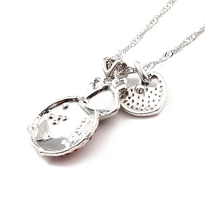Colorful Rhinestone Ladybird and Heart Pendant Necklace LS-NJEW-I113-13P-1