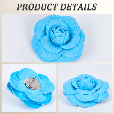 4Pcs Cloth Art Camelia Brooch Pins JEWB-CN0001-03A-1