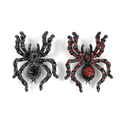 Halloween Spider Alloy Rhinestones Brooches for Party Wear JEWB-S022-08B-1