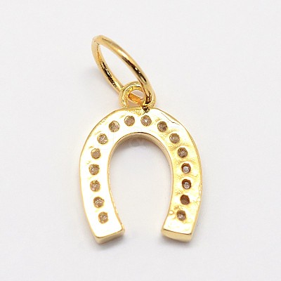 CZ Brass Micro Pave Cubic Zirconia Horse Shoe Charms ZIRC-L018-13-1
