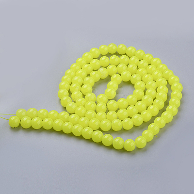 Imitation Jade Glass Round Beads Strands X-DGLA-S076-8mm-09-1