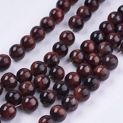 Natural Red Tiger Eye Stone Bead Strands X-G-R193-08-8mm-1