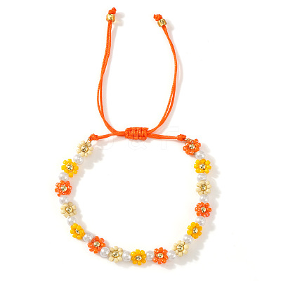 Bohemian Style Glass Seed Beads & Imitation Pearl Braided Bead Bracelets XW4926-5-1