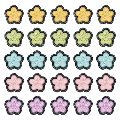 50Pcs 5 Colors Sakura Opaque Resin Cabochons CRES-TA0001-74-1