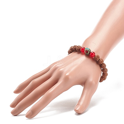 4Pcs 4 Style Natural Rudraksha Mala Bead Bracelets Set BJEW-JB08979-1