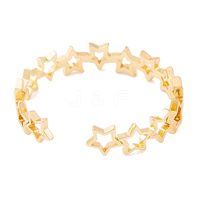 Brass Micro Pave Clear Cubic Zirconia Open Cuff Bangles for Women BJEW-S147-10G-A-1
