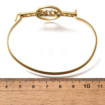 201 Stainless Steel Flat Round Link Bangles for Women BJEW-R014-01G-02-1