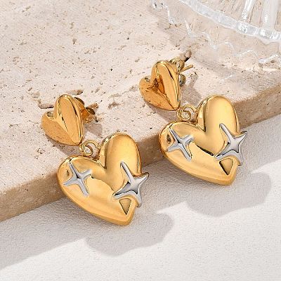 304 Stainless Steel Dangle Stud Earrings EJEW-V016-12G-1