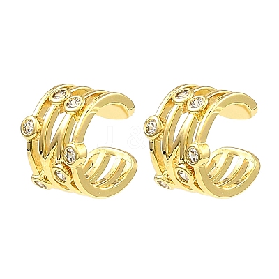 Rack Plating Brass Hollow Cuff Earrings with Cubic Zirconia EJEW-D069-07G-1