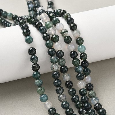 Natural Moss Agate Beads Strands X-G-L470-31-6mm-1