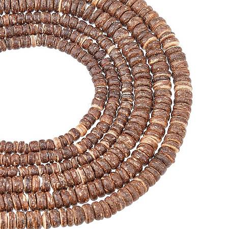 HOBBIESAY 6 Strands 2 Style Natural Coconut Shell Rondelle Bead Strands COCB-HY0001-01-1