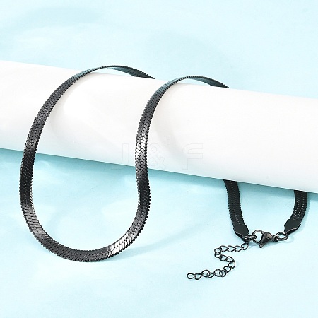 5MM 304 Stainless Steel Flat Snake Chain Necklaces for Women Men NJEW-Z115-05EB-1
