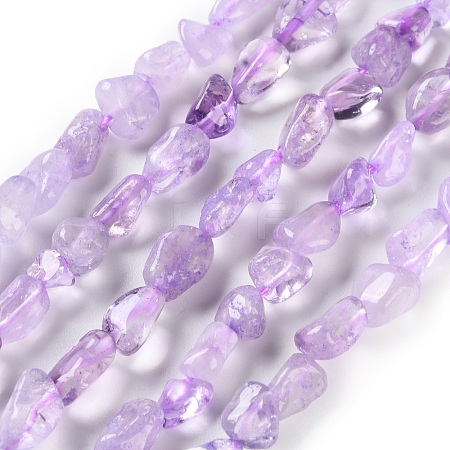 Natural Amethyst(Dyed & Heated) Beads Strands G-P497-01C-47-1