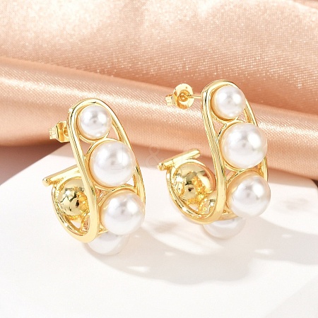 Brass Stud Earrings KK-U058-66G-1