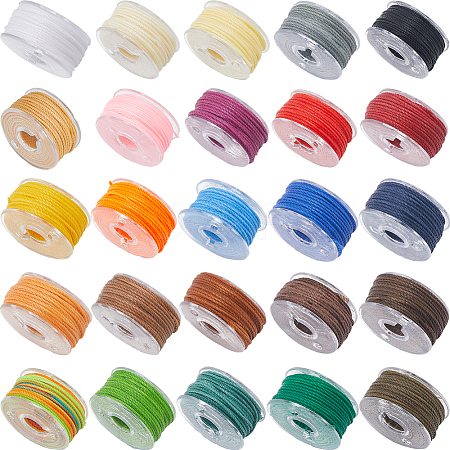 SUNNYCLUE 1 Box 25 Colors Round Waxed Polyester Thread String YC-SC0001-04-1