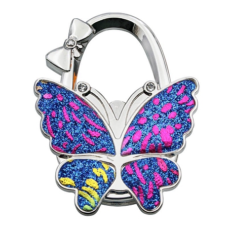 Glitter Butterfly Zinc Alloy Crystal Rhinestone Bag Hanger BAGH-F001-A26-1