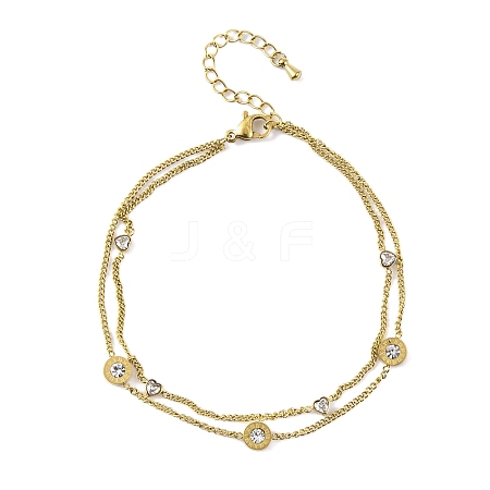 Ion Plating(IP) 304 Stainless Steel Chains Anklet AJEW-H148-13B-G-1