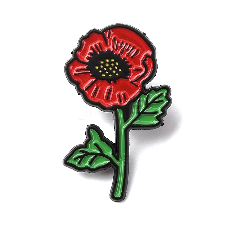 Poppy Flower Enamel Pins JEWB-A038-10A-EB-1