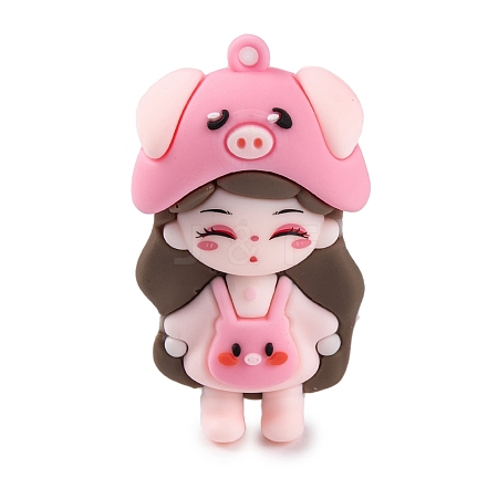 The 12 Chinese Zodiac Girl Doll PVC Plastic Pendants KY-S172-16K-1