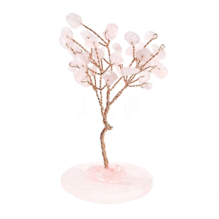 Natural Rose Quartz Chips Tree Decorations DJEW-S001-01A-1