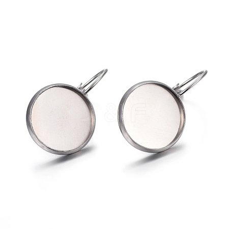 Tarnish Resistant 304 Stainless Steel Leverback Earring Settings X-STAS-F191-03P-14mm-1