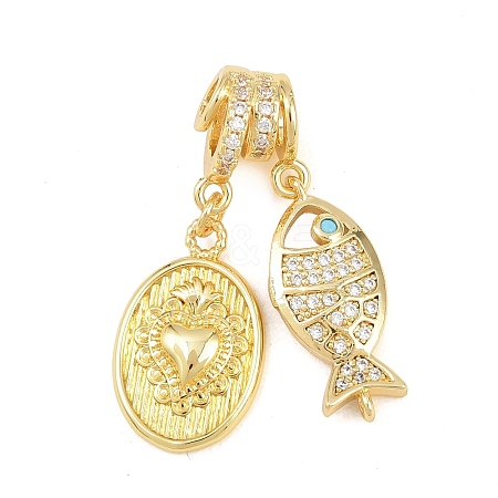Brass Micro Pave Cubic Zirconia Pendants KK-Z151-07G-1