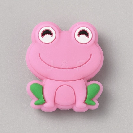 Frog Food Grade Eco-Friendly Silicone Focal Beads LS-SIL-WH0006-29I-1