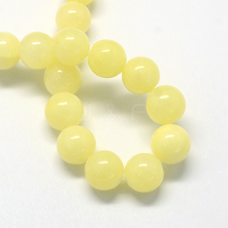 Natural Dyed Yellow Jade Gemstone Bead Strands G-R271-4mm-Y06-1