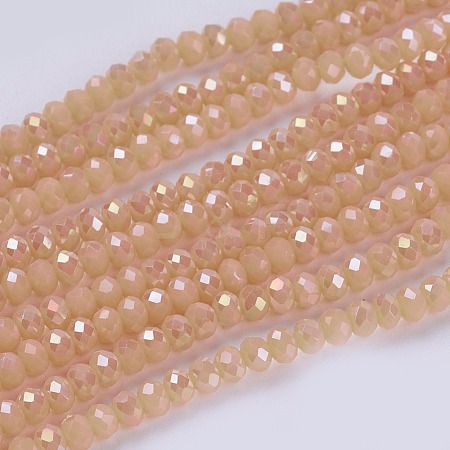 Electroplate Glass Beads Strands X-GLAA-F077-FR15-1