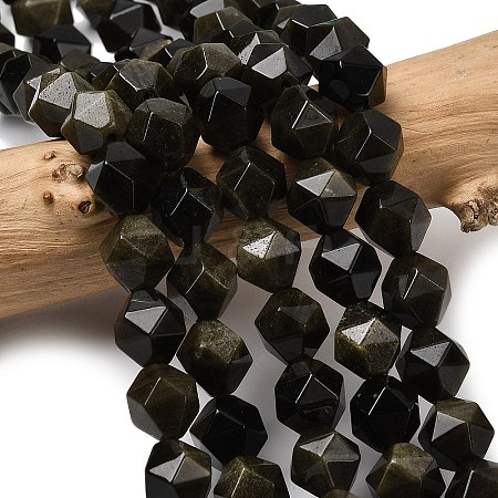 Natural Golden Sheen Obsidian Beads Strands G-Z119-A10-03-1