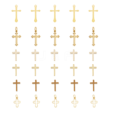 36Pcs 6 Style Long-Lasting Plated Brass Charms KK-FH0005-19-1