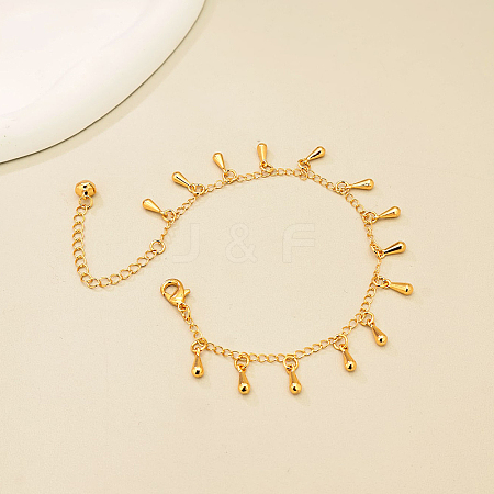 Elegant Brass Teardrop Tassel Anklets for Women RZ6656-1