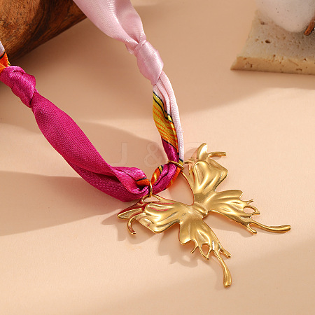 304 Stainless Steel Pendant Scarf Necklaces for Women WGD26AB-01-1