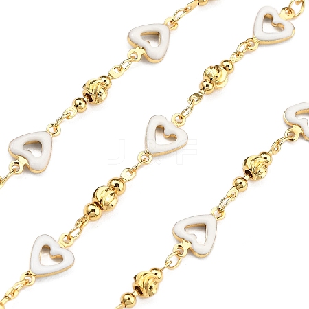 Brass Heart Link Chains KK-D368-03G-D-1