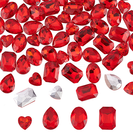 64Pcs 4 Style Glass Rhinestone Cabochons RGLA-FG0001-11B-1