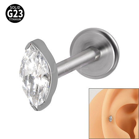 G23 Titanium Cubic Zirconia Horse Eye 17 Gauge Threadless Labrets for Women Men WG9E7C9-13-1