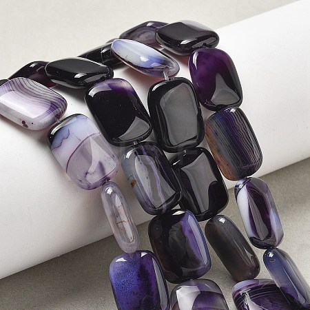 Natural Banded Agate Beads Strands G-K392-B11-13x18mm-1