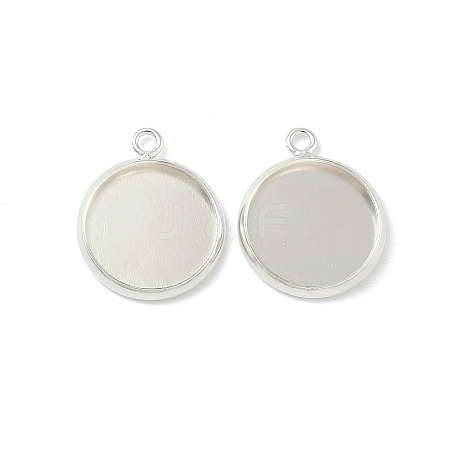 Flat Round Brass Pendant Cabochon Settings X-KK-K414-14E-S-1
