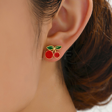 Elegant Cherry Brass Stud Earrings RL5624-1