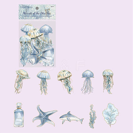 20Pcs 10 Styles Jellyfish PET Waterproof Stickers PW-WG3A630-01-1