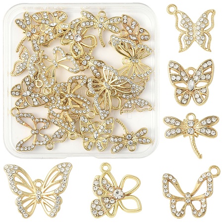 20Pcs 6 Styles Alloy with Rhinestone Pendant FIND-FS0004-28-1