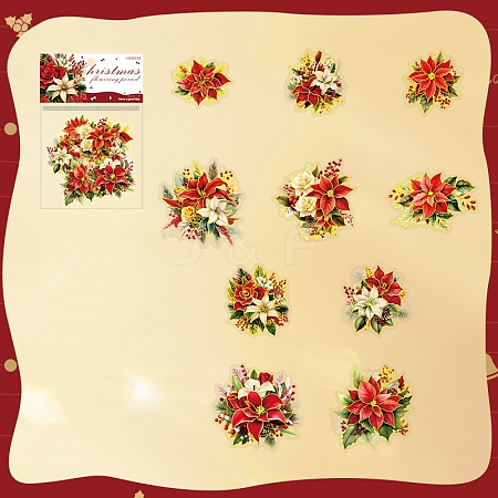 Beautiful Day Sticker Pack Christmas Flower Season Series Self-Adhesive PET Picture Stickers PW-WG75A31-01-1