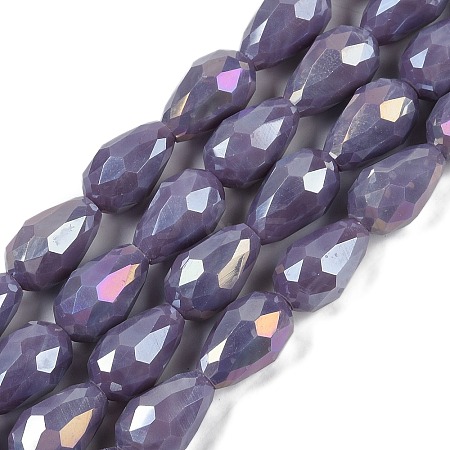 Opaque Solid Color Electroplate Glass Beads Strands EGLA-N013-P8mm-B09-1