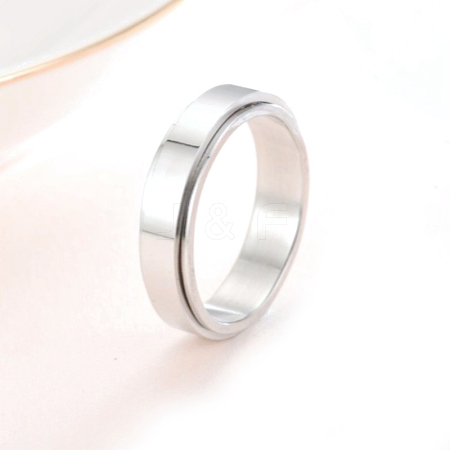 Rotating 201 Stainless Steel Finger Rings for Men Women PW-WGF9BE0-05-1