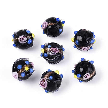 Handmade Gold Sand Lampwork Beads LAMP-N038-02A-1