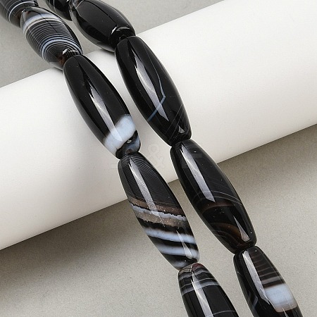 Natural Striped Agate/Banded Agate Beads Strands G-S280-10F-1