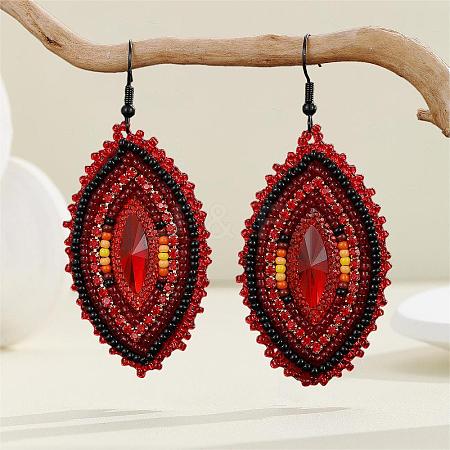 Bohemian Style Glass Bead Handmade Horse Eye Dangle Earrings for Women NQ6422-4-1