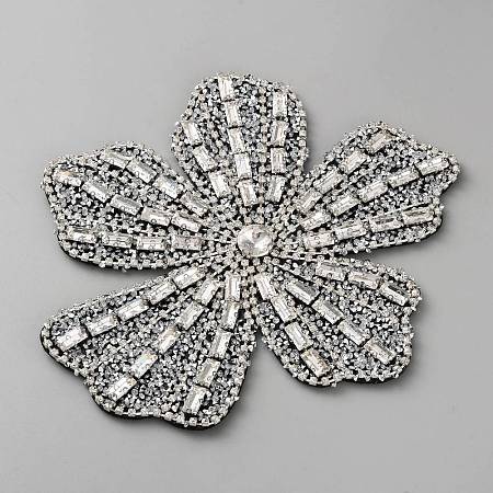 Felt & Rhinestone Embroider Thread Iron on/Sew On Patches PATC-WH0023-30A-1