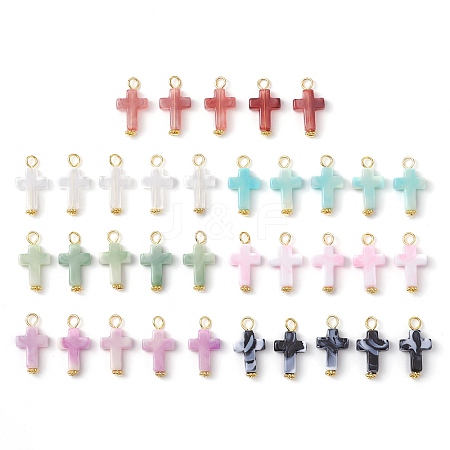 35Pcs 7 Colors Acrylic Imitation Gemstone Pendants PALLOY-JF03224-1