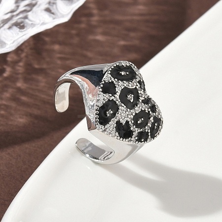 Brass Micro Pave Cubic Zirconia Cuff Rings RJEW-H256-07P-1